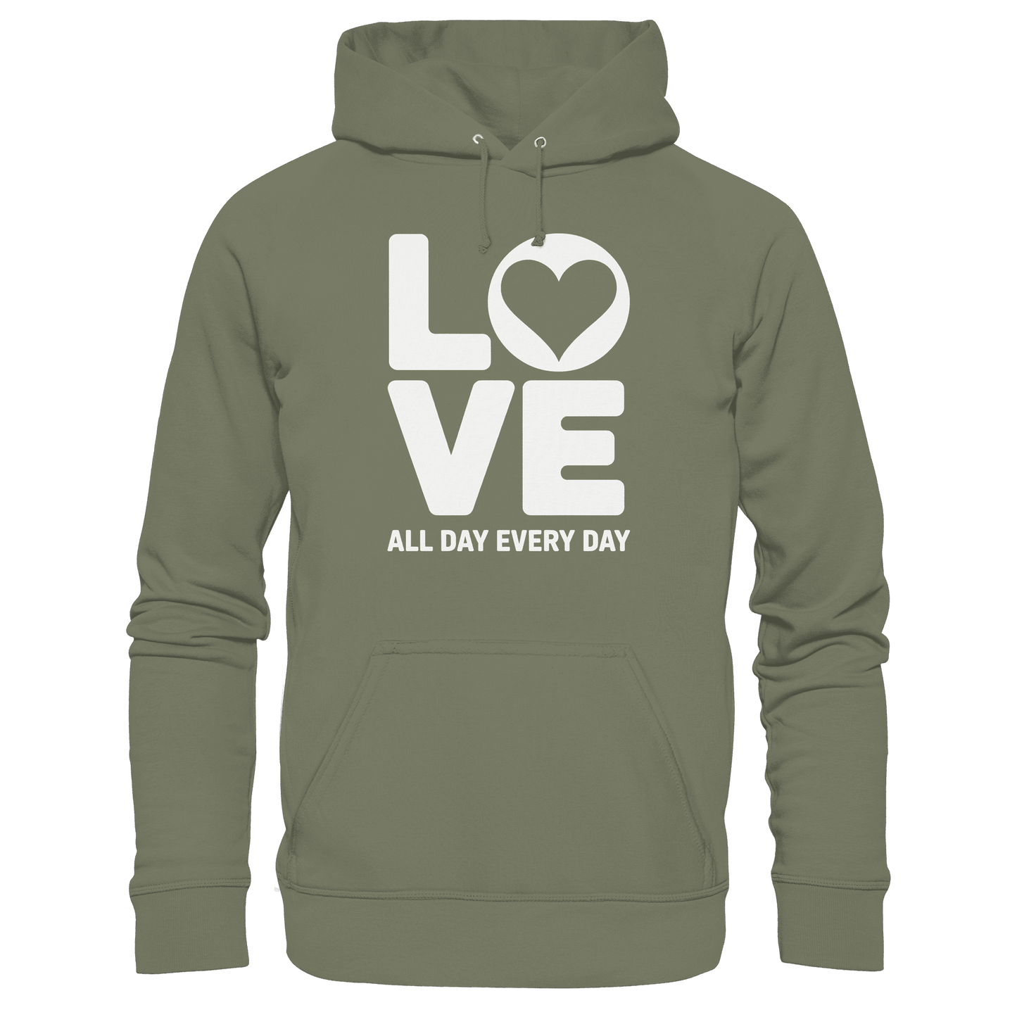 Love All Day Every Day | Love Design - Premium Unisex Hoodie - Hoodies - Classic Olive - GfoitMa