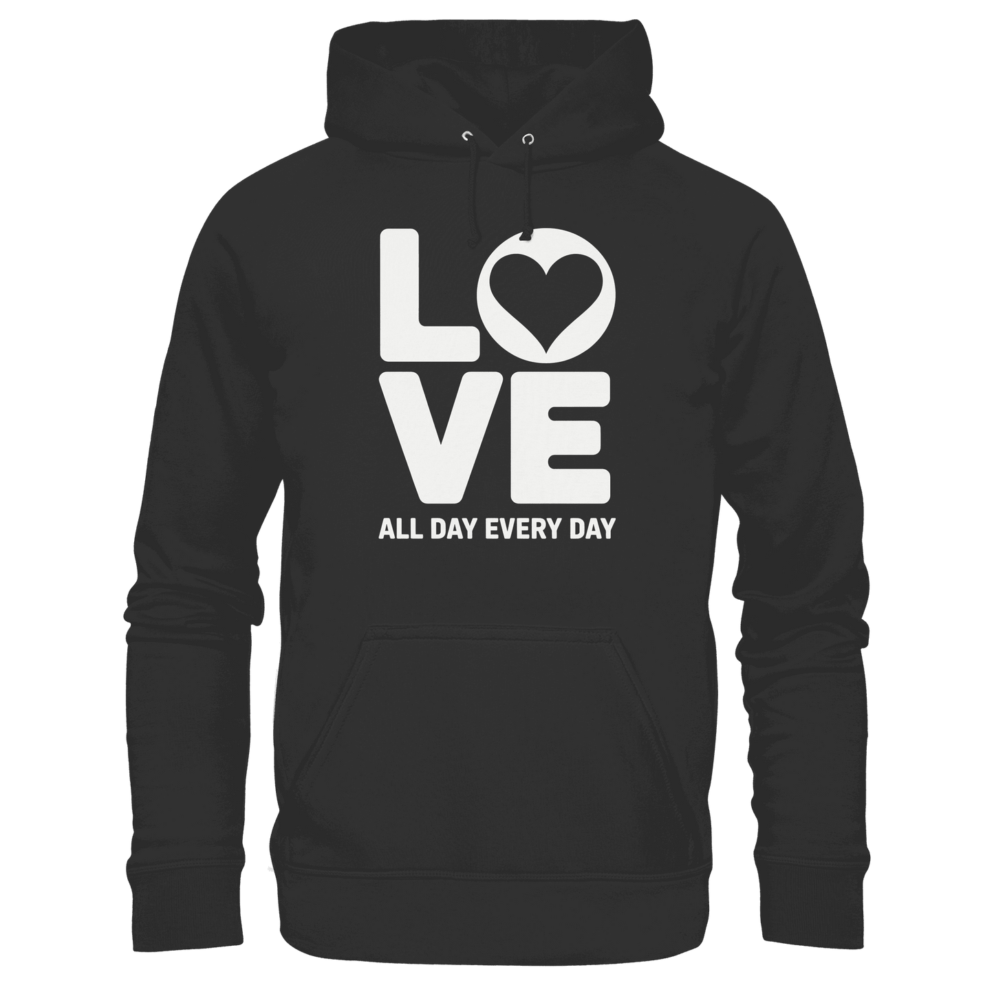 Love All Day Every Day | Love Design - Premium Unisex Hoodie - Hoodies - Black - GfoitMa