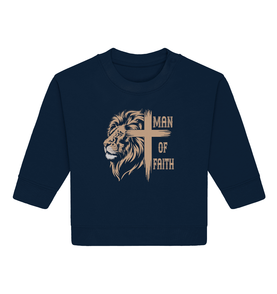 Man of Faith | Christliche Designs - Baby Organic Sweatshirt - Kids & Babys - French Navy - GfoitMa