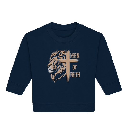 Man of Faith | Christliche Designs - Baby Organic Sweatshirt - Kids & Babys - French Navy - GfoitMa