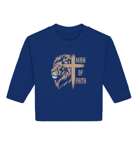 Man of Faith | Christliche Designs - Baby Organic Sweatshirt - Kids & Babys - Majorelle Blue - GfoitMa