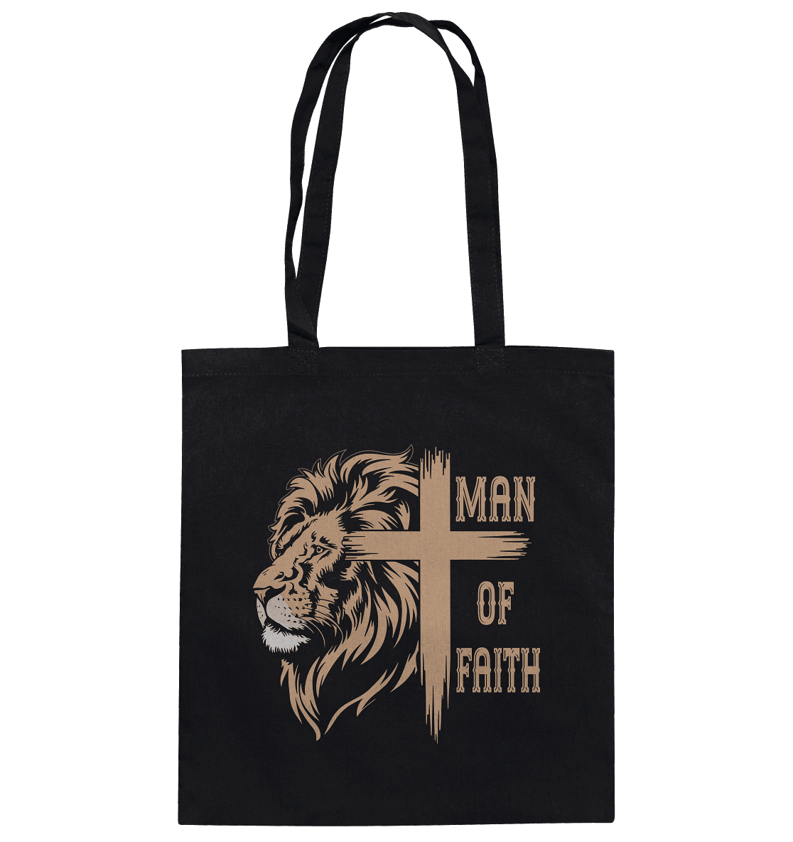 Man of Faith | Christliche Designs - Baumwolltasche - Taschen - Black - GfoitMa