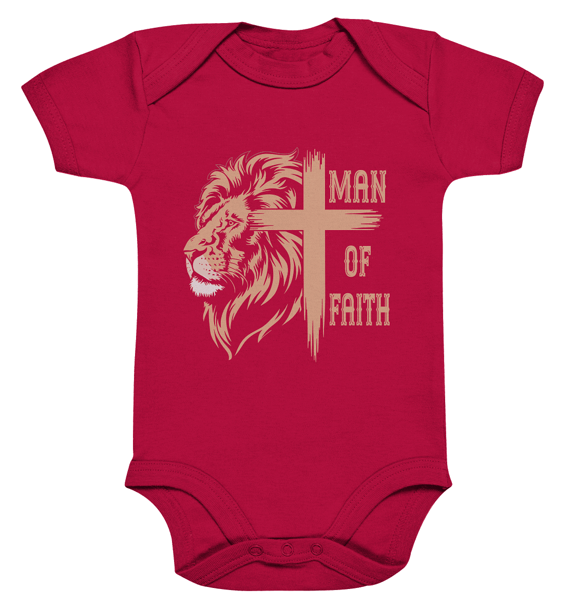 Man of Faith | Christliche Designs - Organic Baby Bodysuit - Kids & Babys - Red - GfoitMa