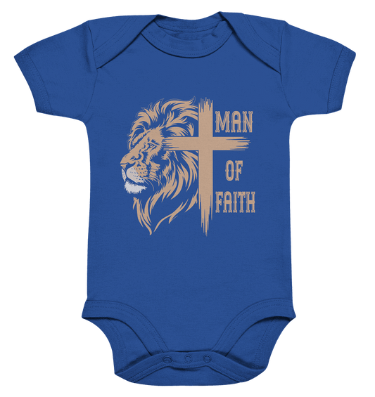 Man of Faith | Christliche Designs - Organic Baby Bodysuit - Kids & Babys - Cobalt Blue Organic - GfoitMa