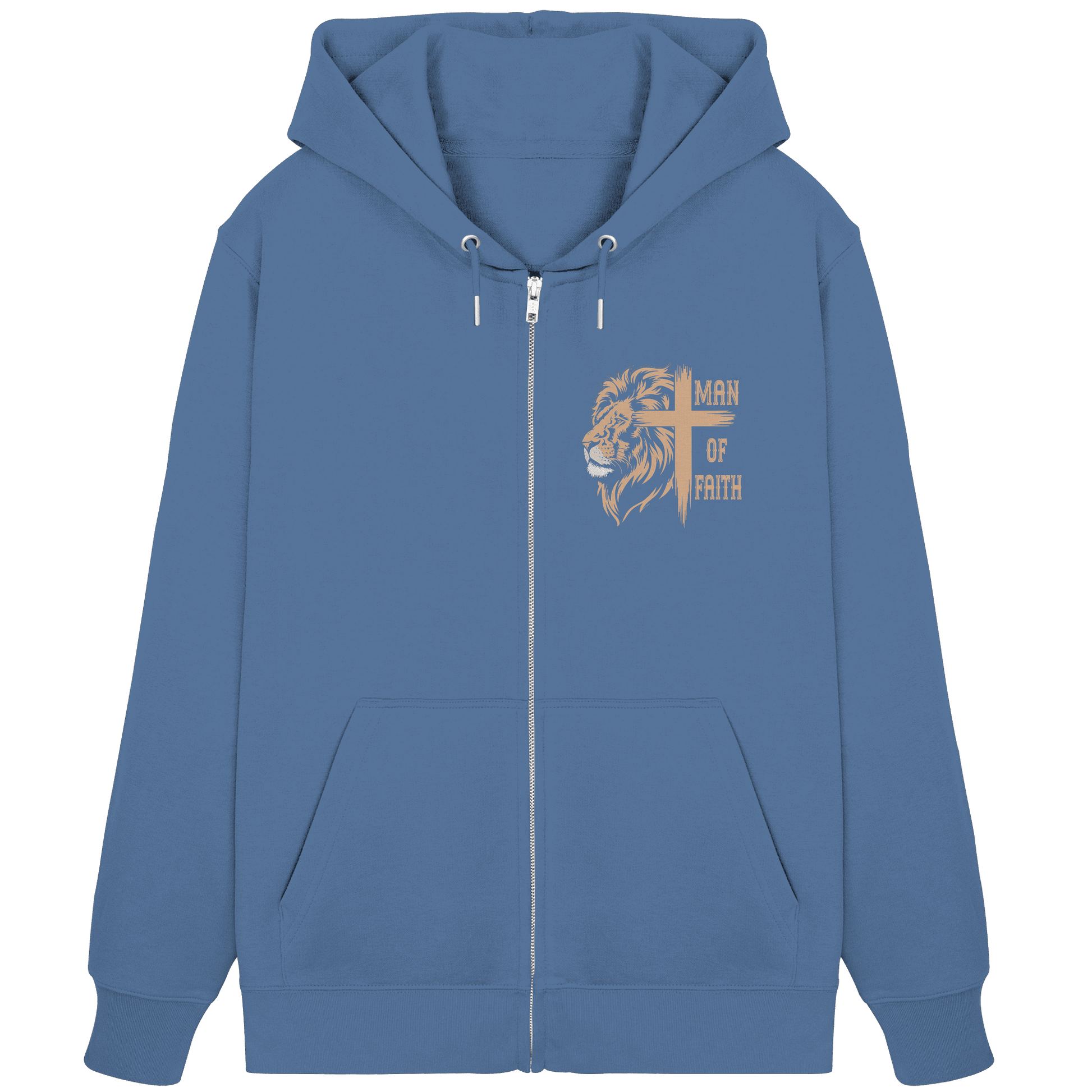 Man of Faith | Christliche Designs - Organic Zipper - Jacken/ Zipper - Bright Blue - GfoitMa