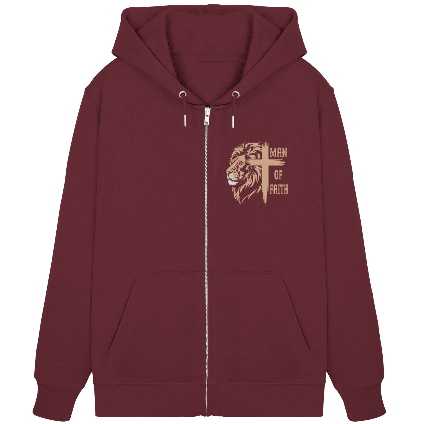 Man of Faith | Christliche Designs - Organic Zipper - Jacken/ Zipper - Burgundy - GfoitMa