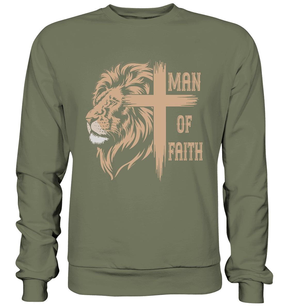 Man of Faith | Christliche Designs - Premium Sweatshirt - Sweatshirts - Classic Olive - GfoitMa