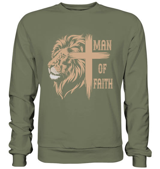 Man of Faith | Christliche Designs - Premium Sweatshirt - Sweatshirts - Classic Olive - GfoitMa