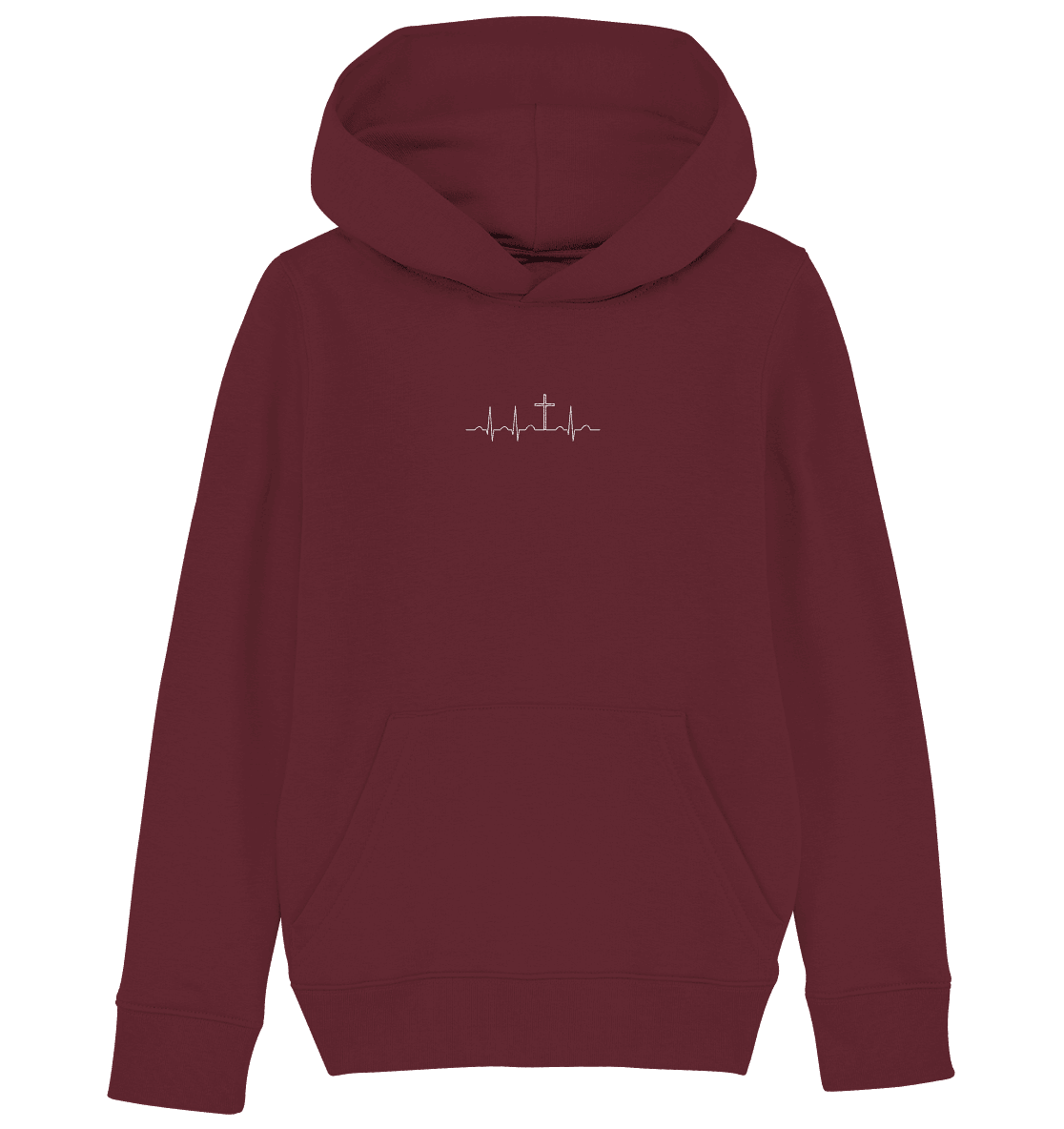 Mein Herz schlägt für Jesus - Kids Organic Hoodie (Stick) - Kids & Babys - Burgundy - GfoitMa