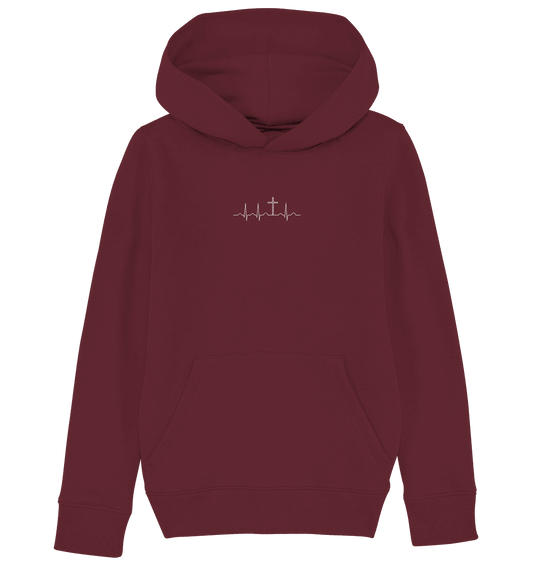 Mein Herz schlägt für Jesus - Kids Organic Hoodie (Stick) - Kids & Babys - Burgundy - GfoitMa