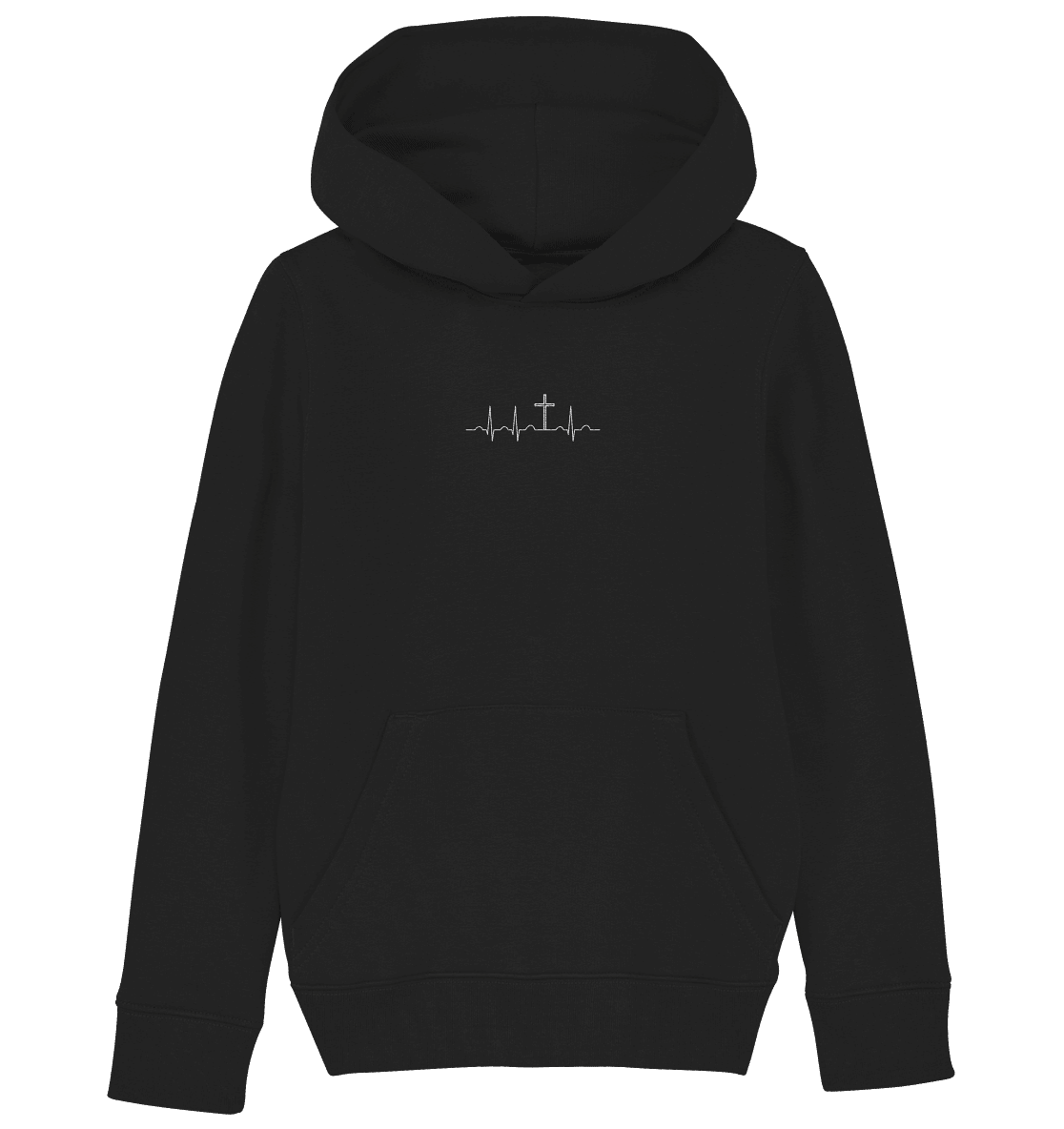Mein Herz schlägt für Jesus - Kids Organic Hoodie (Stick) - Kids & Babys - Black - GfoitMa