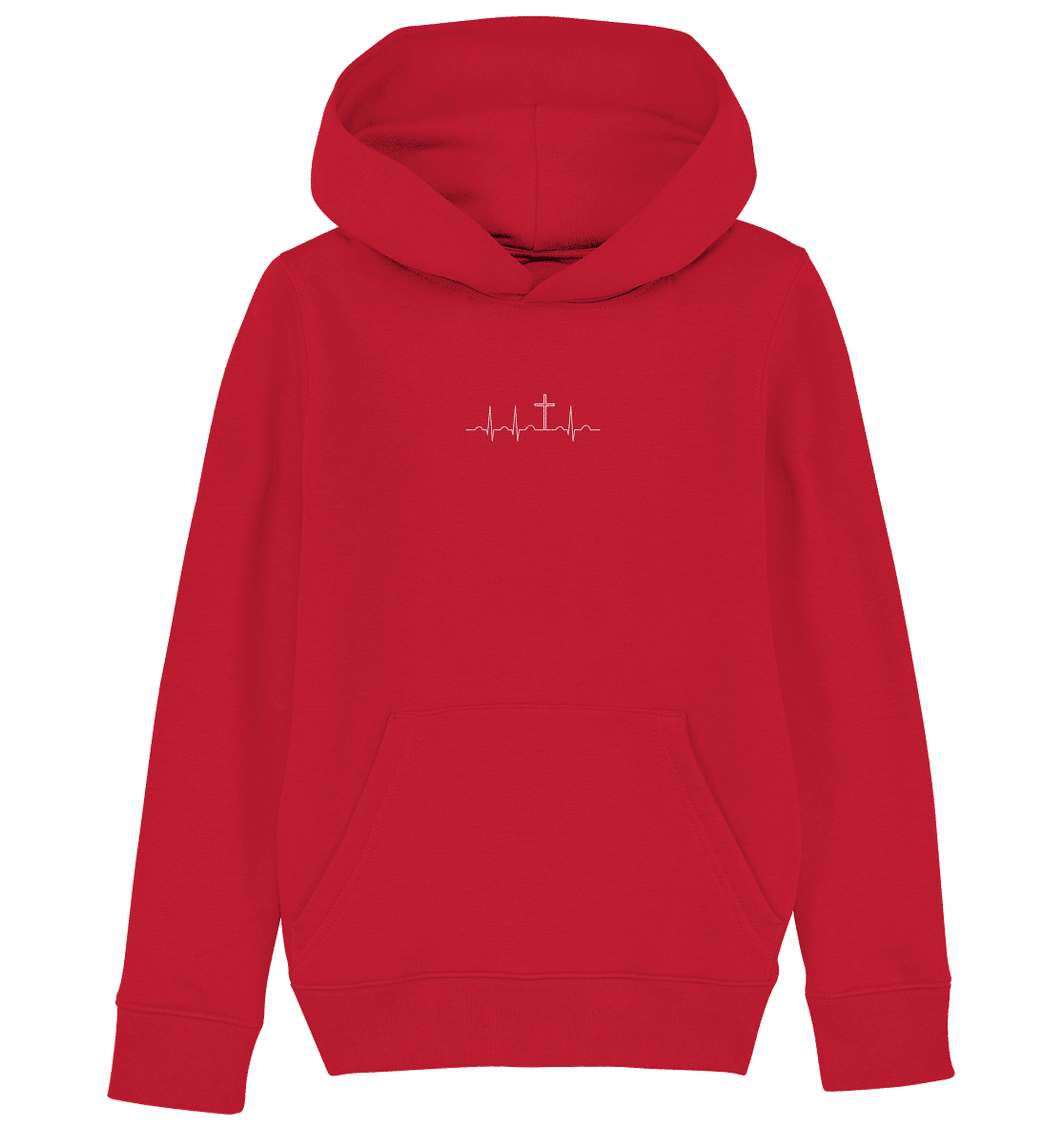 Mein Herz schlägt für Jesus - Kids Organic Hoodie (Stick) - Kids & Babys - Red - GfoitMa