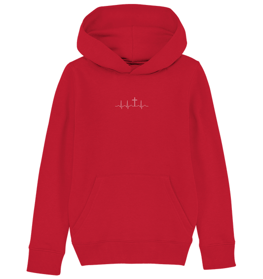 Mein Herz schlägt für Jesus - Kids Organic Hoodie (Stick) - Kids & Babys - Red - GfoitMa