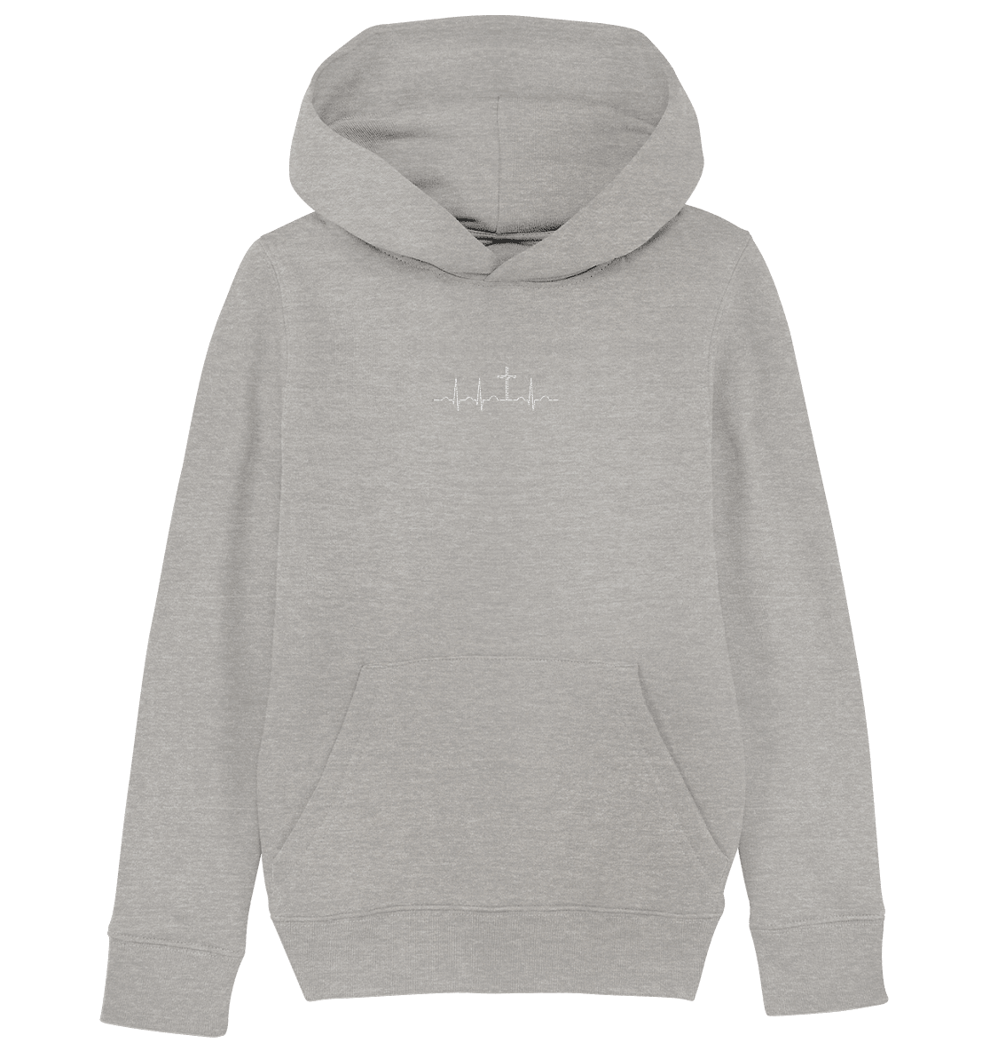 Mein Herz schlägt für Jesus - Kids Organic Hoodie (Stick) - Kids & Babys - Heather Grey - GfoitMa