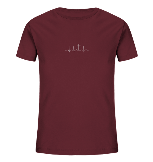 Mein Herz schlägt für Jesus - Kids Organic Shirt (Stick) - Kids & Babys - Burgundy - GfoitMa