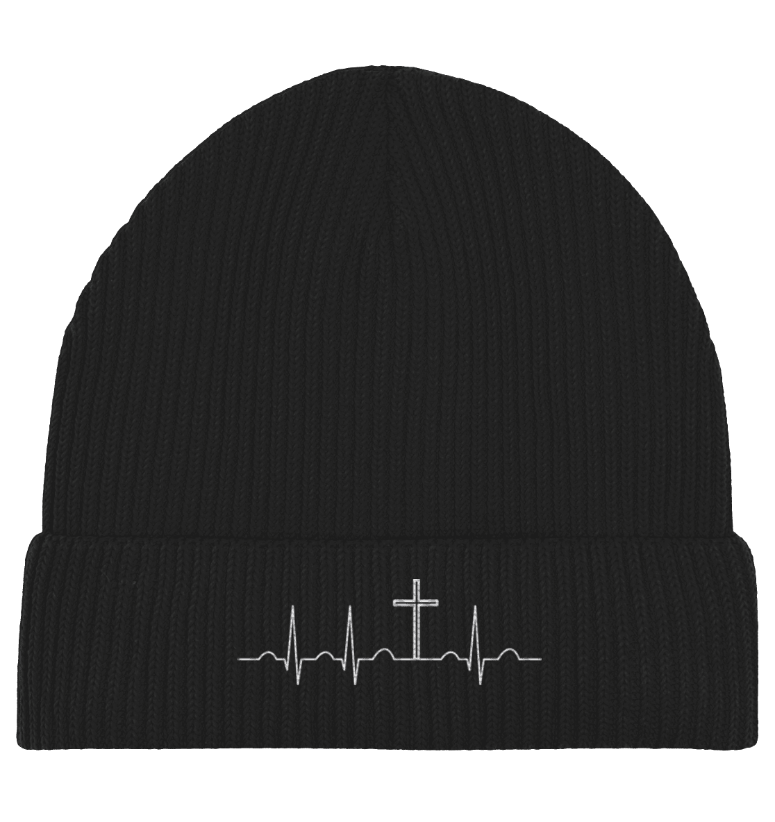 Mein Herz schlägt für Jesus - Organic Fisherman Beanie - Kappen & Mützen - Black - GfoitMa