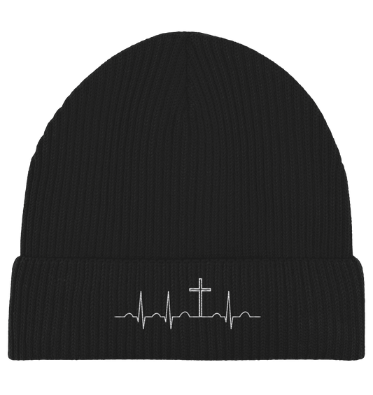 Mein Herz schlägt für Jesus - Organic Fisherman Beanie - Kappen & Mützen - Black - GfoitMa