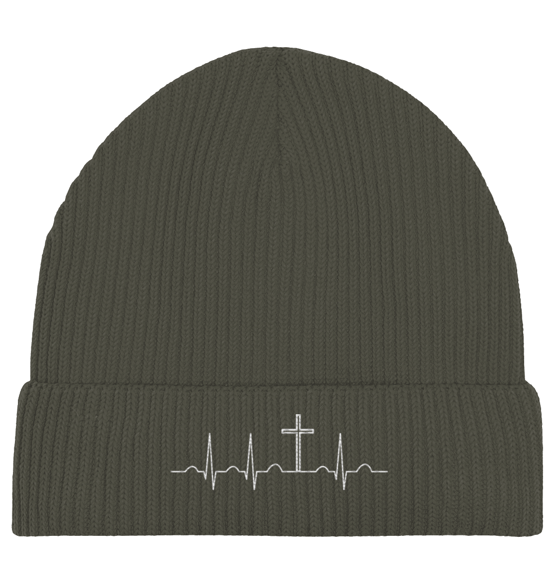 Mein Herz schlägt für Jesus - Organic Fisherman Beanie - Kappen & Mützen - Khaki - GfoitMa