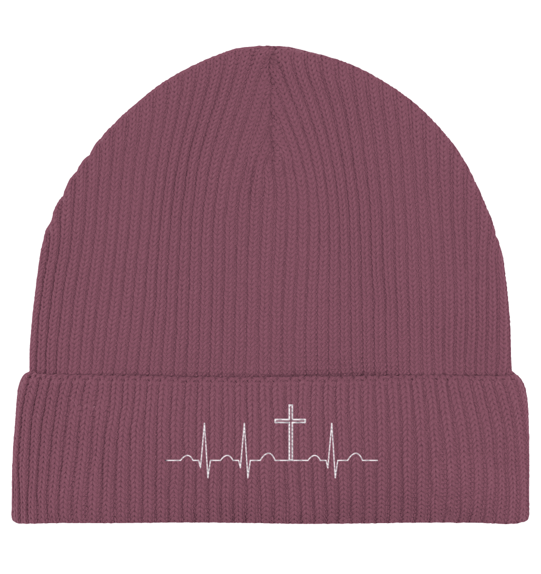 Mein Herz schlägt für Jesus - Organic Fisherman Beanie - Kappen & Mützen - Hibiscus Rose - GfoitMa