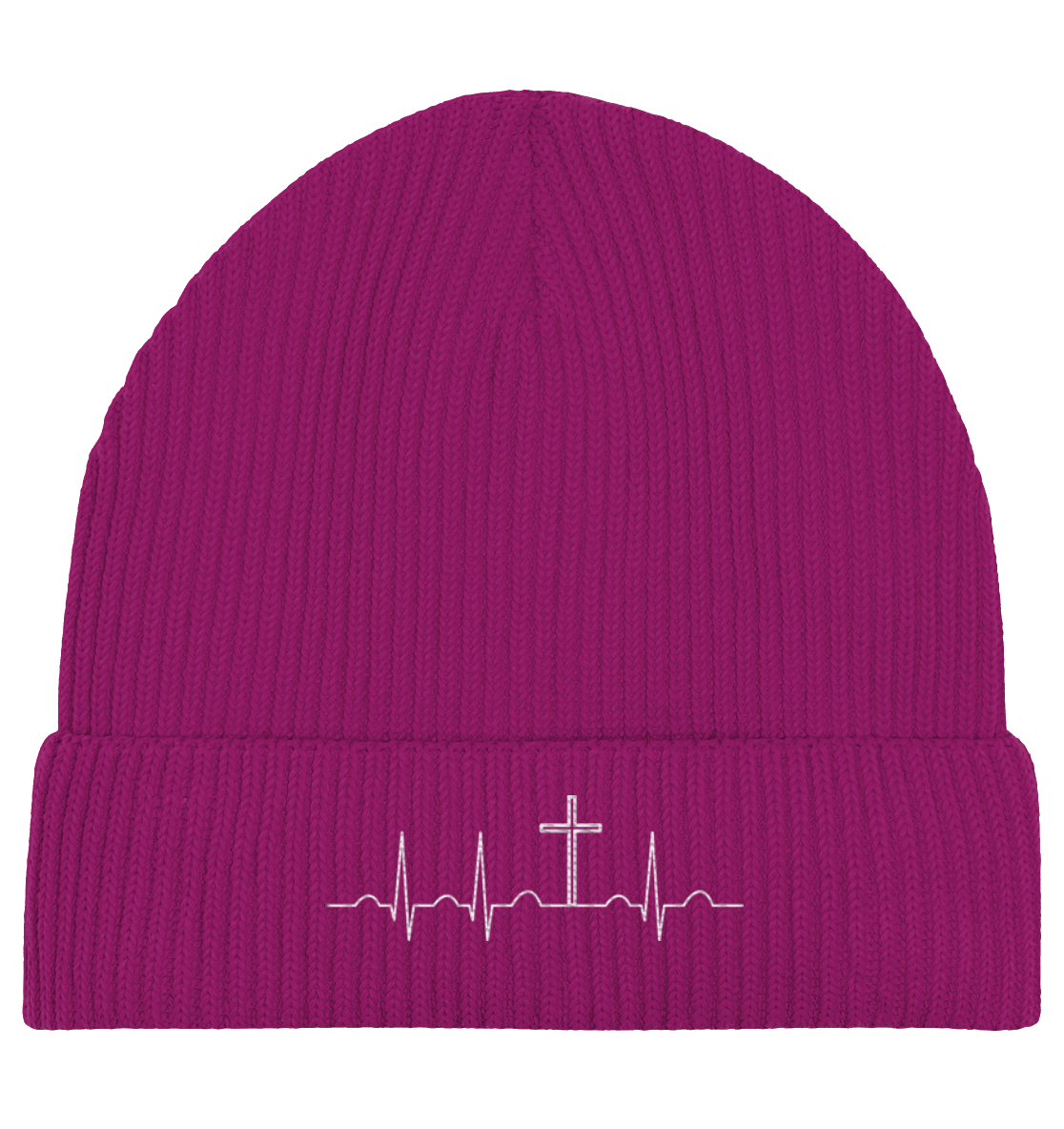 Mein Herz schlägt für Jesus - Organic Fisherman Beanie - Kappen & Mützen - Orchid Flower - GfoitMa