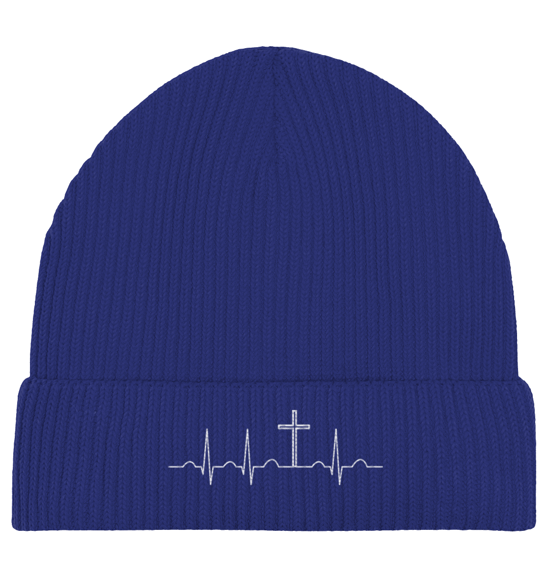 Mein Herz schlägt für Jesus - Organic Fisherman Beanie - Kappen & Mützen - Worker Blue - GfoitMa