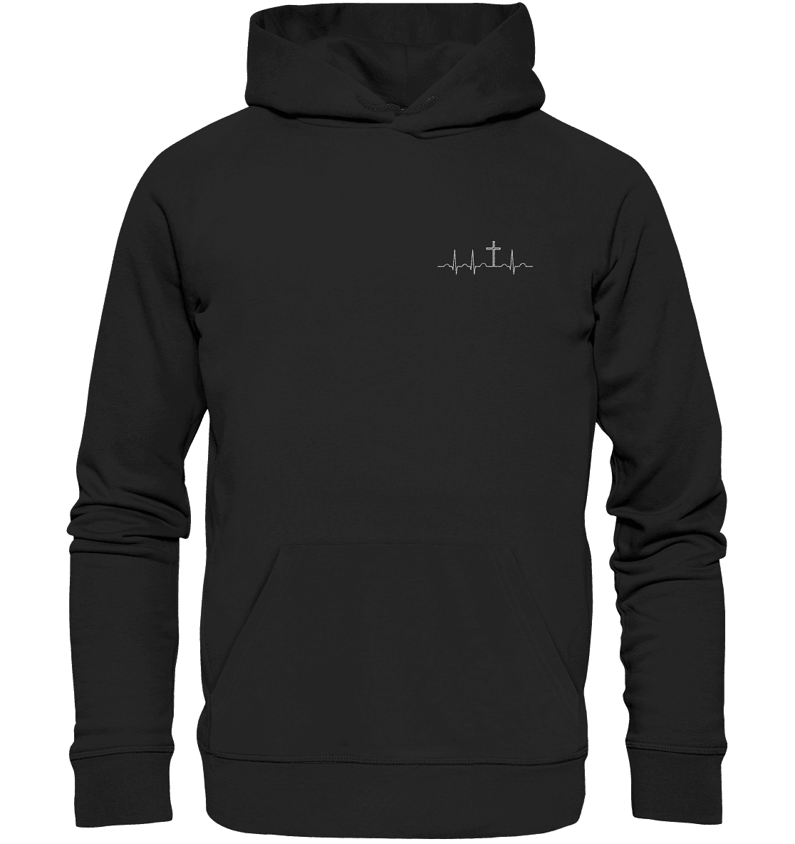 Mein Herz schlägt für Jesus - Organic Hoodie (Stick) - Hoodies - Black - GfoitMa