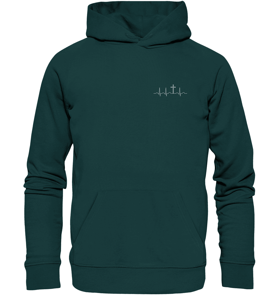 Mein Herz schlägt für Jesus - Organic Hoodie (Stick) - Hoodies - Glazed Green - GfoitMa
