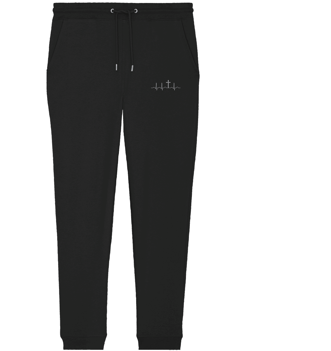 Mein Herz schlägt für Jesus - Organic Jogger Pants (Stick) - Hosen - Black - GfoitMa