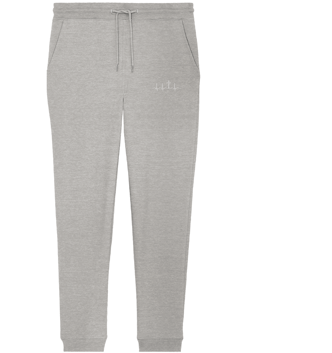Mein Herz schlägt für Jesus - Organic Jogger Pants (Stick) - Hosen - Heather Grey - GfoitMa