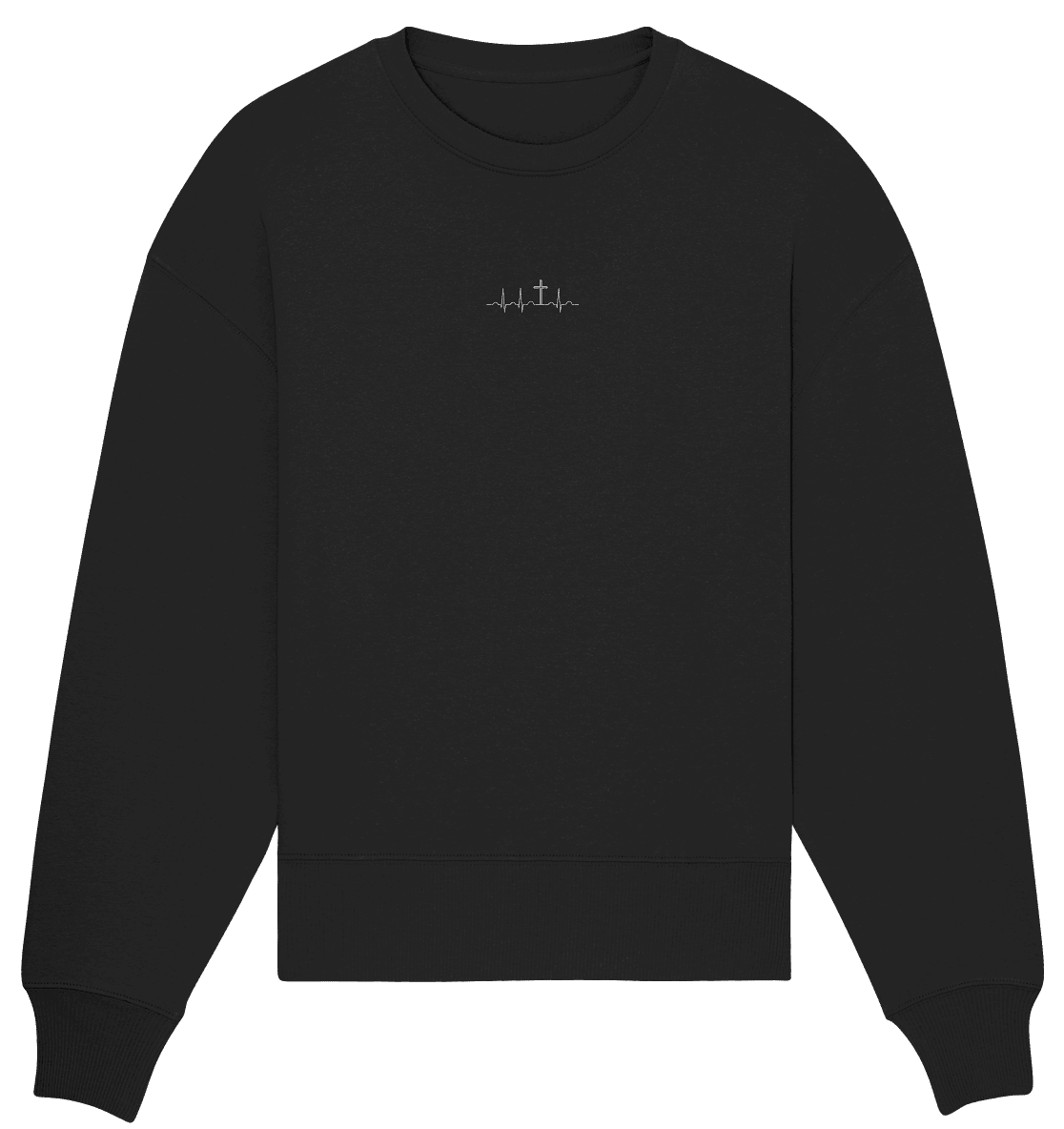 Mein Herz schlägt für Jesus - Organic Oversize Sweatshirt (Stick) - Sweatshirts - Black - GfoitMa
