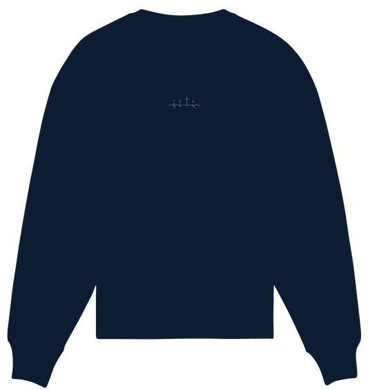 Mein Herz schlägt für Jesus - Organic Oversize Sweatshirt (Stick) - Sweatshirts - French Navy - GfoitMa