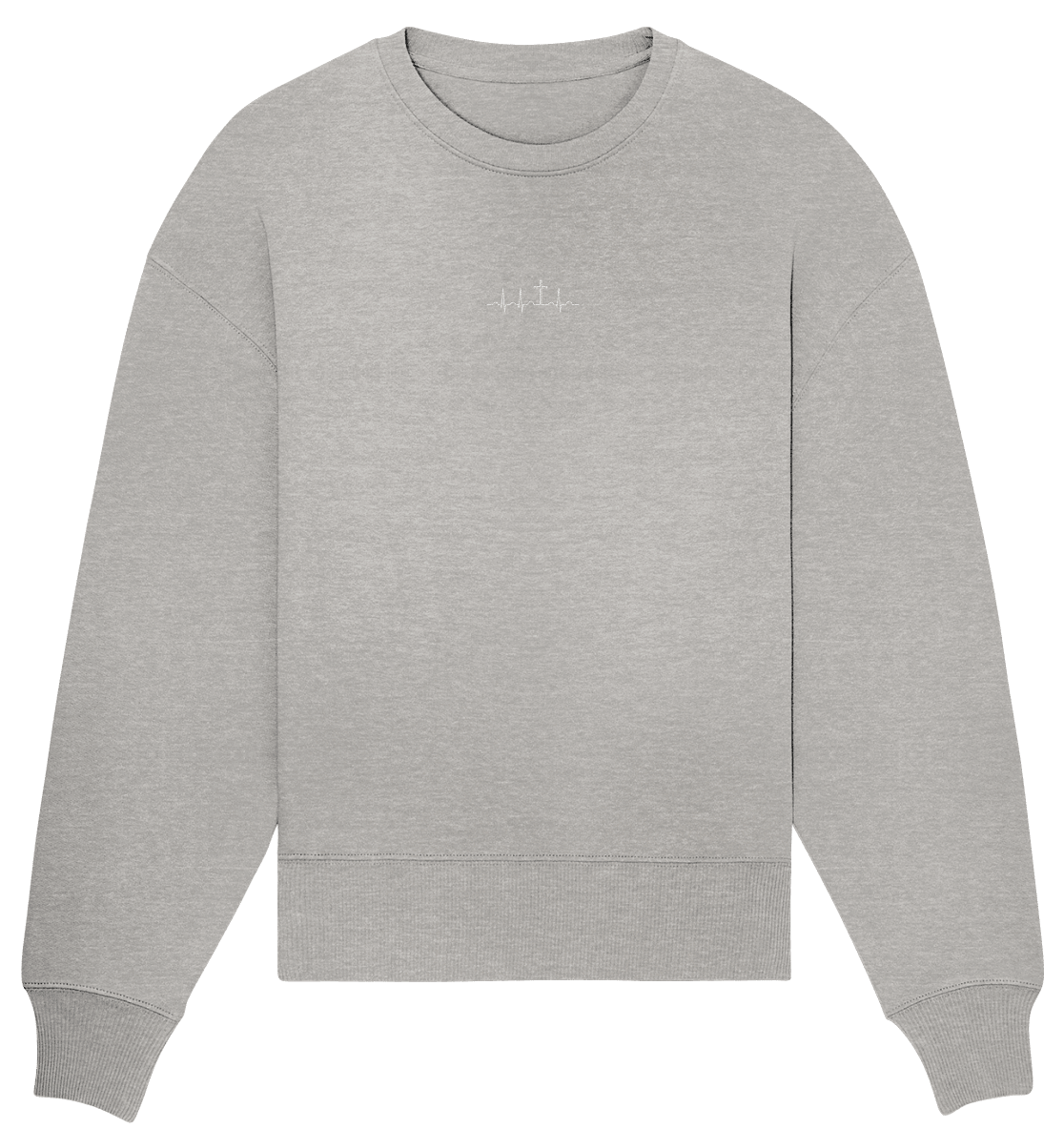 Mein Herz schlägt für Jesus - Organic Oversize Sweatshirt (Stick) - Sweatshirts - Heather Grey - GfoitMa