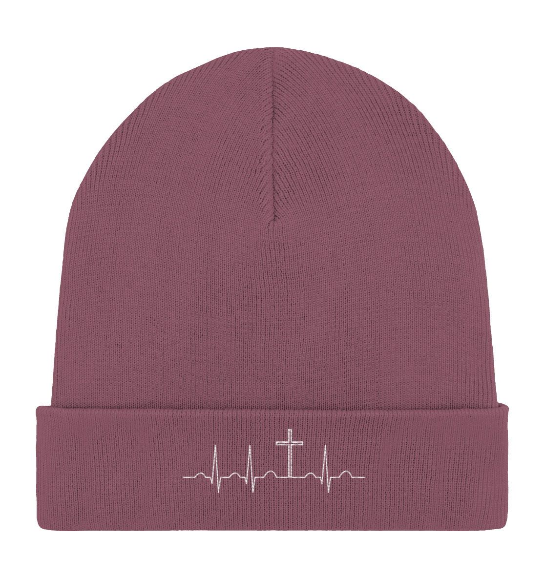 Mein Herz schlägt für Jesus - Organic Rib Beanie - Kappen & Mützen - Hibiscus Rose - GfoitMa