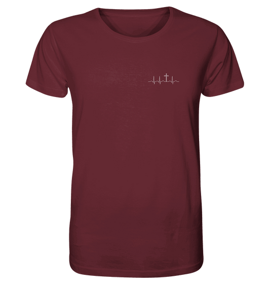 Mein Herz schlägt für Jesus - Organic Shirt (Stick) - Unisex-Shirts - Burgundy - GfoitMa