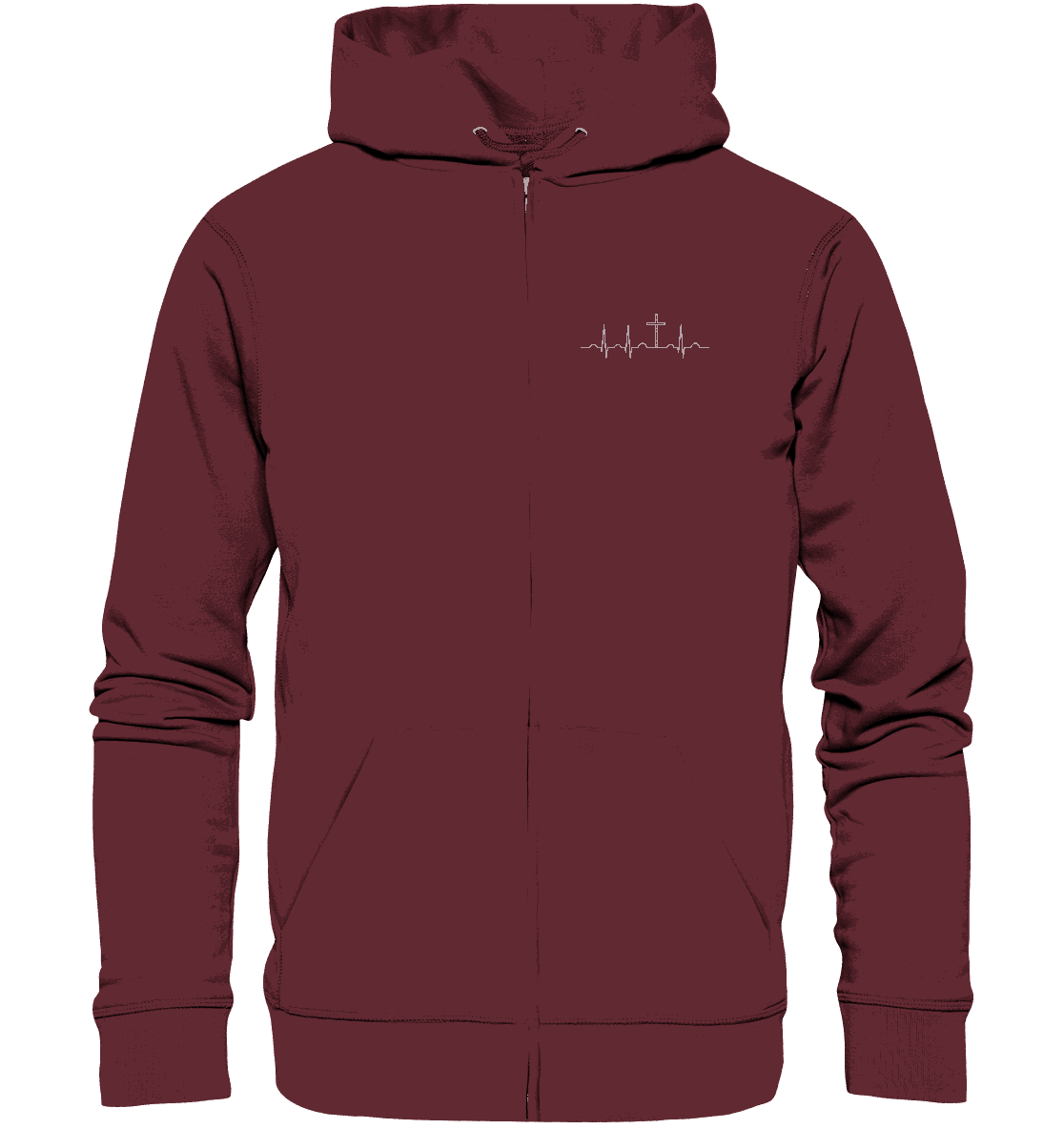 Mein Herz schlägt für Jesus - Organic Zipper (Stick) - Jacken/ Zipper - Burgundy - GfoitMa