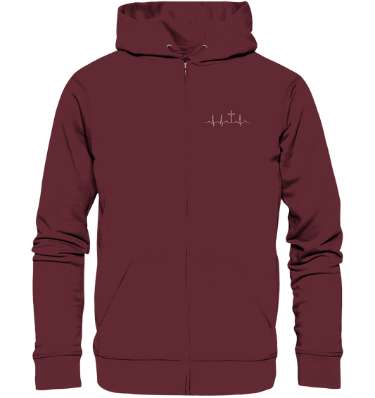 Mein Herz schlägt für Jesus - Organic Zipper (Stick) - Jacken/ Zipper - Burgundy - GfoitMa