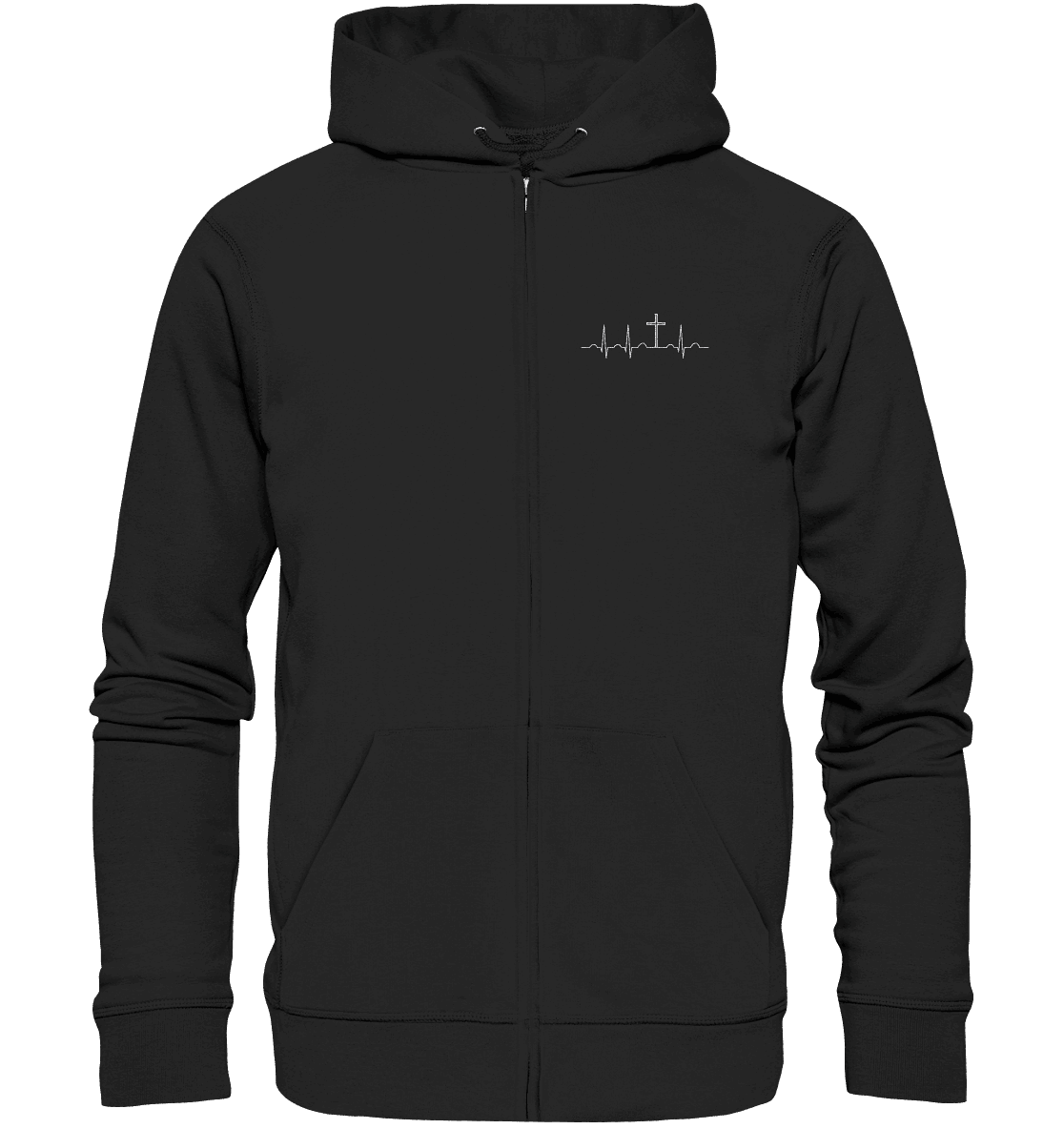 Mein Herz schlägt für Jesus - Organic Zipper (Stick) - Jacken/ Zipper - Black - GfoitMa