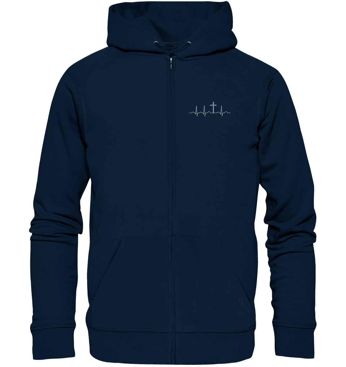 Mein Herz schlägt für Jesus - Organic Zipper (Stick) - Jacken/ Zipper - French Navy - GfoitMa
