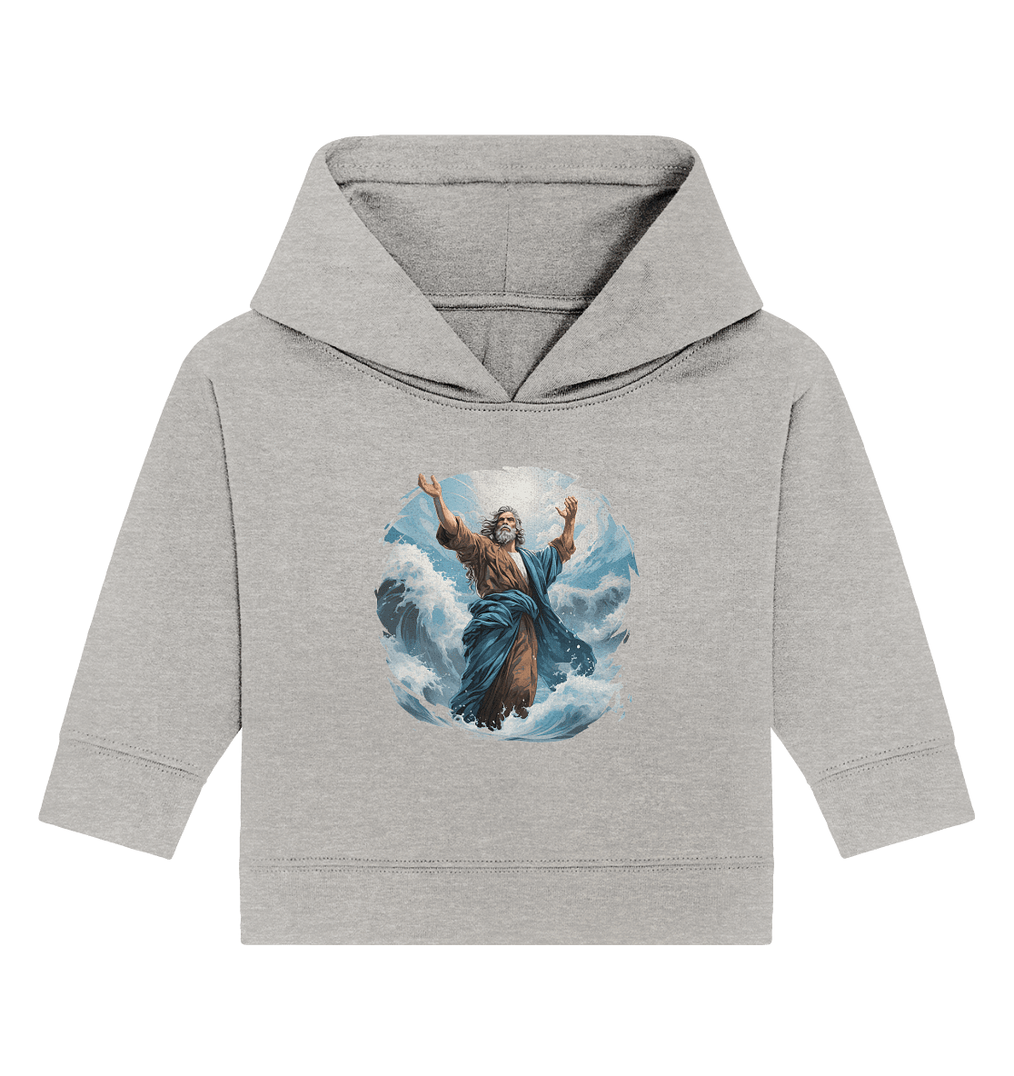 Moses – Glaube, der das Meer teilt | Christliche Kleidung - Baby Organic Hoodie - Kids & Babys - Heather Grey - GfoitMa