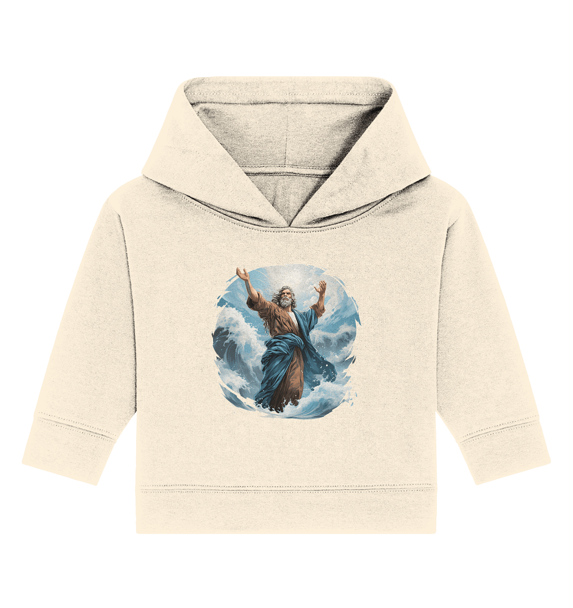 Moses – Glaube, der das Meer teilt | Christliche Kleidung - Baby Organic Hoodie - Kids & Babys - Natural Raw - GfoitMa
