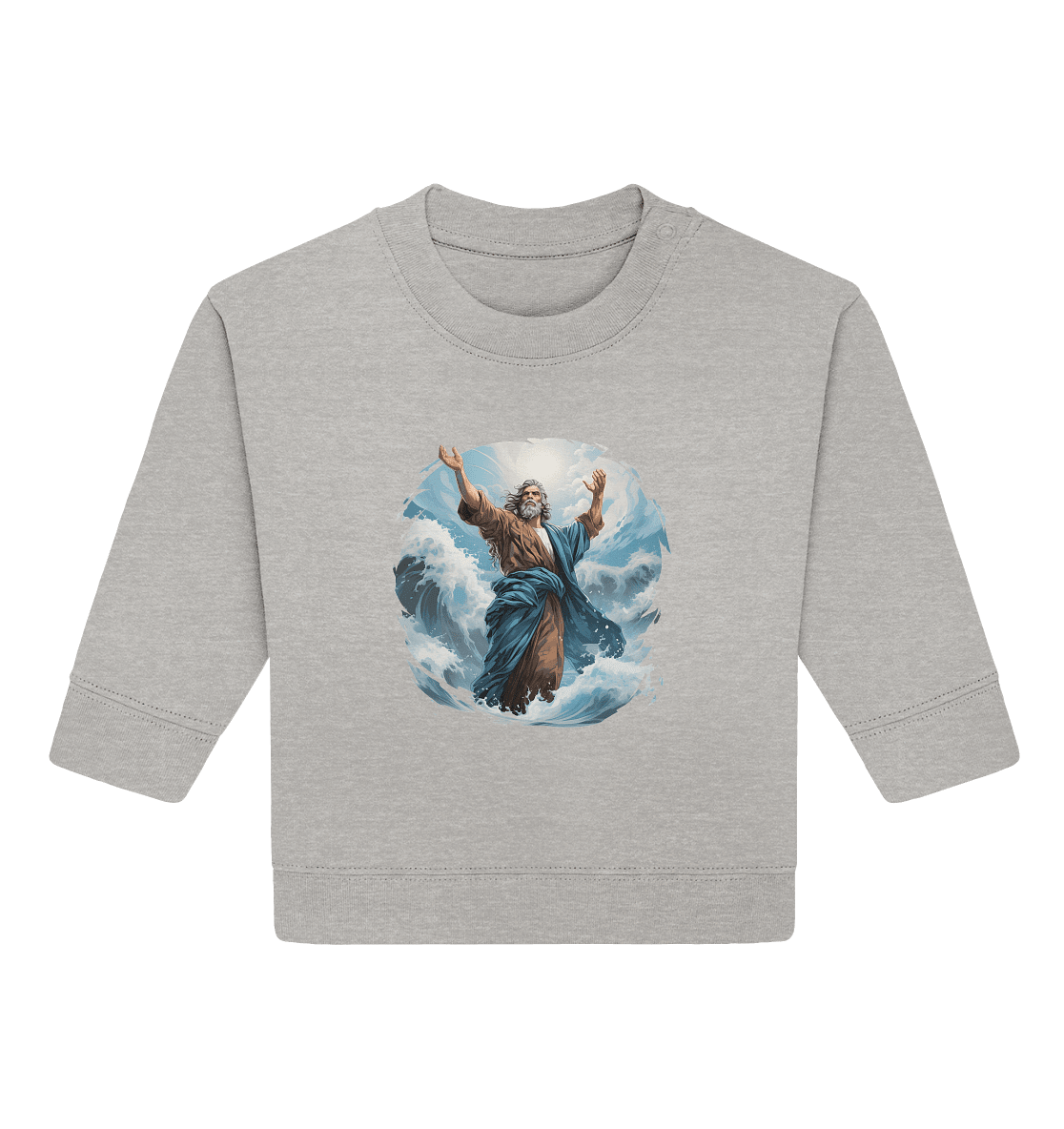 Moses – Glaube, der das Meer teilt | Christliche Kleidung - Baby Organic Sweatshirt - Kids & Babys - Heather Grey - GfoitMa