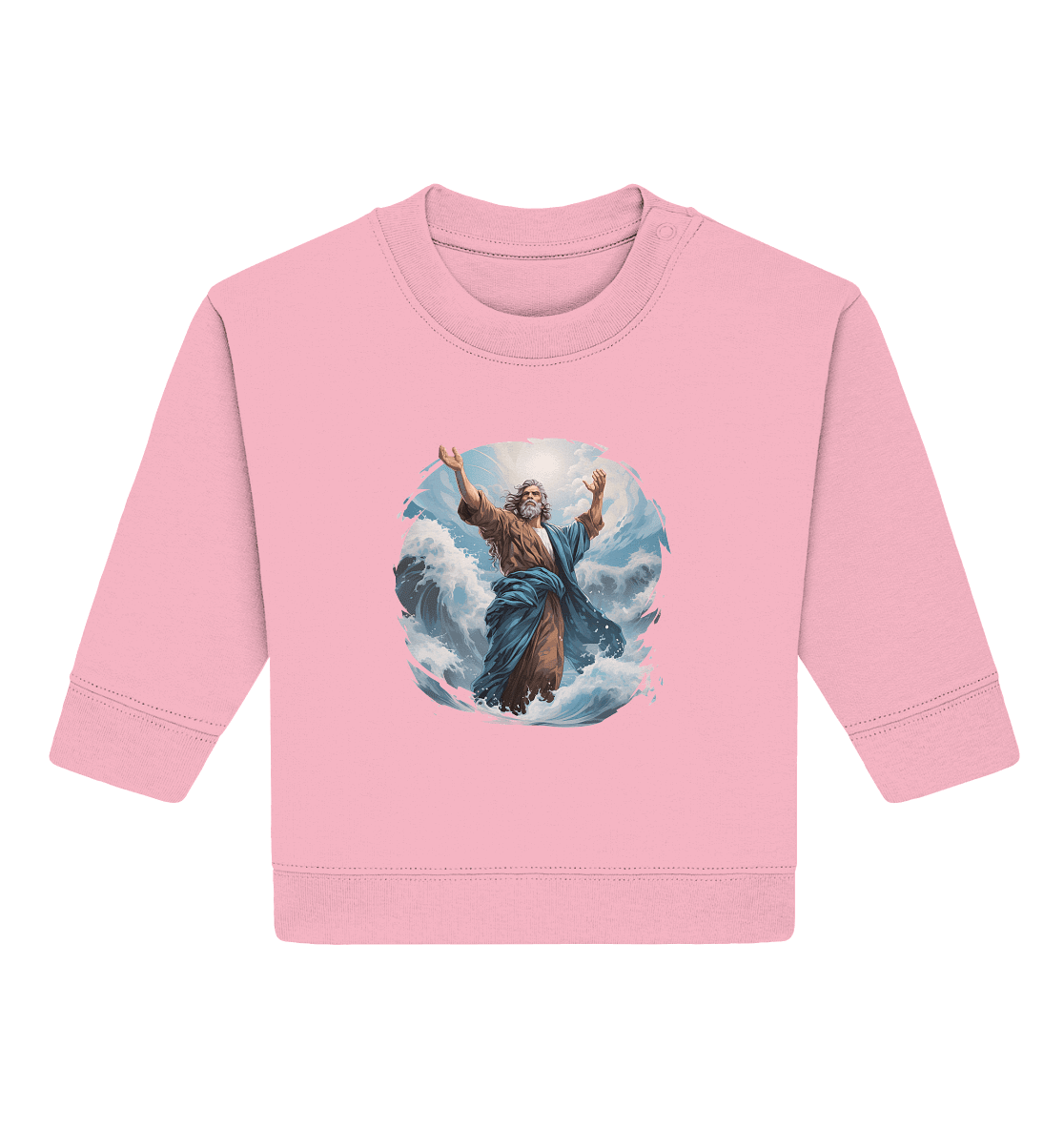 Moses – Glaube, der das Meer teilt | Christliche Kleidung - Baby Organic Sweatshirt - Kids & Babys - Cotton Pink - GfoitMa