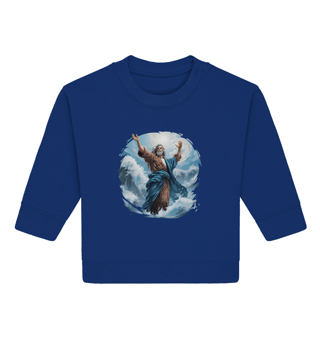 Moses – Glaube, der das Meer teilt | Christliche Kleidung - Baby Organic Sweatshirt - Kids & Babys - Majorelle Blue - GfoitMa