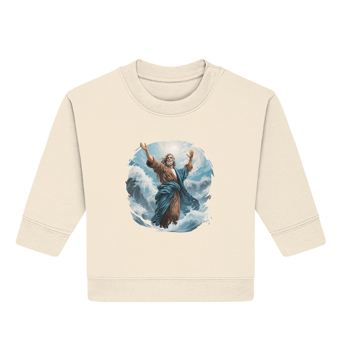Moses – Glaube, der das Meer teilt | Christliche Kleidung - Baby Organic Sweatshirt - Kids & Babys - Natural Raw - GfoitMa