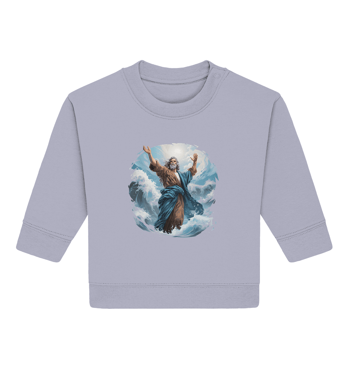 Moses – Glaube, der das Meer teilt | Christliche Kleidung - Baby Organic Sweatshirt - Kids & Babys - Serene Blue - GfoitMa