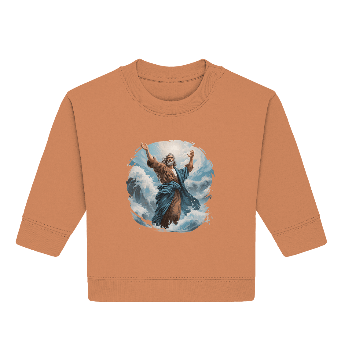 Moses – Glaube, der das Meer teilt | Christliche Kleidung - Baby Organic Sweatshirt - Kids & Babys - Volcano Stone - GfoitMa