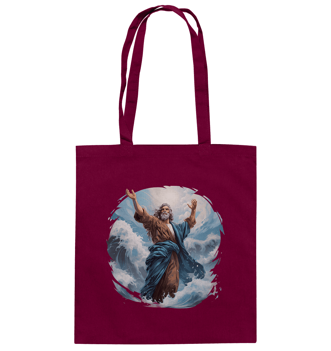 Moses – Glaube, der das Meer teilt | Christliche Kleidung - Baumwolltasche - Taschen - Burgundy - GfoitMa