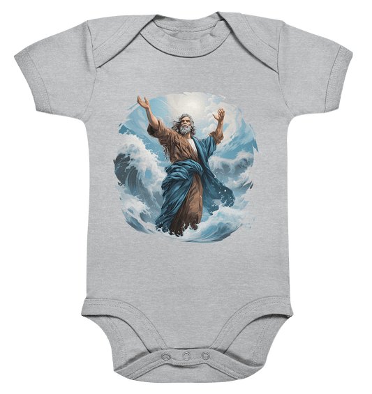 Moses – Glaube, der das Meer teilt | Christliche Kleidung - Organic Baby Bodysuit - Kids & Babys - Heather Grey - GfoitMa