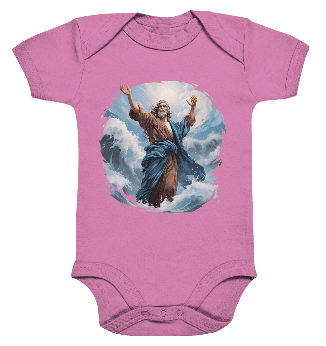 Moses – Glaube, der das Meer teilt | Christliche Kleidung - Organic Baby Bodysuit - Kids & Babys - Bubble Gum Pink - GfoitMa