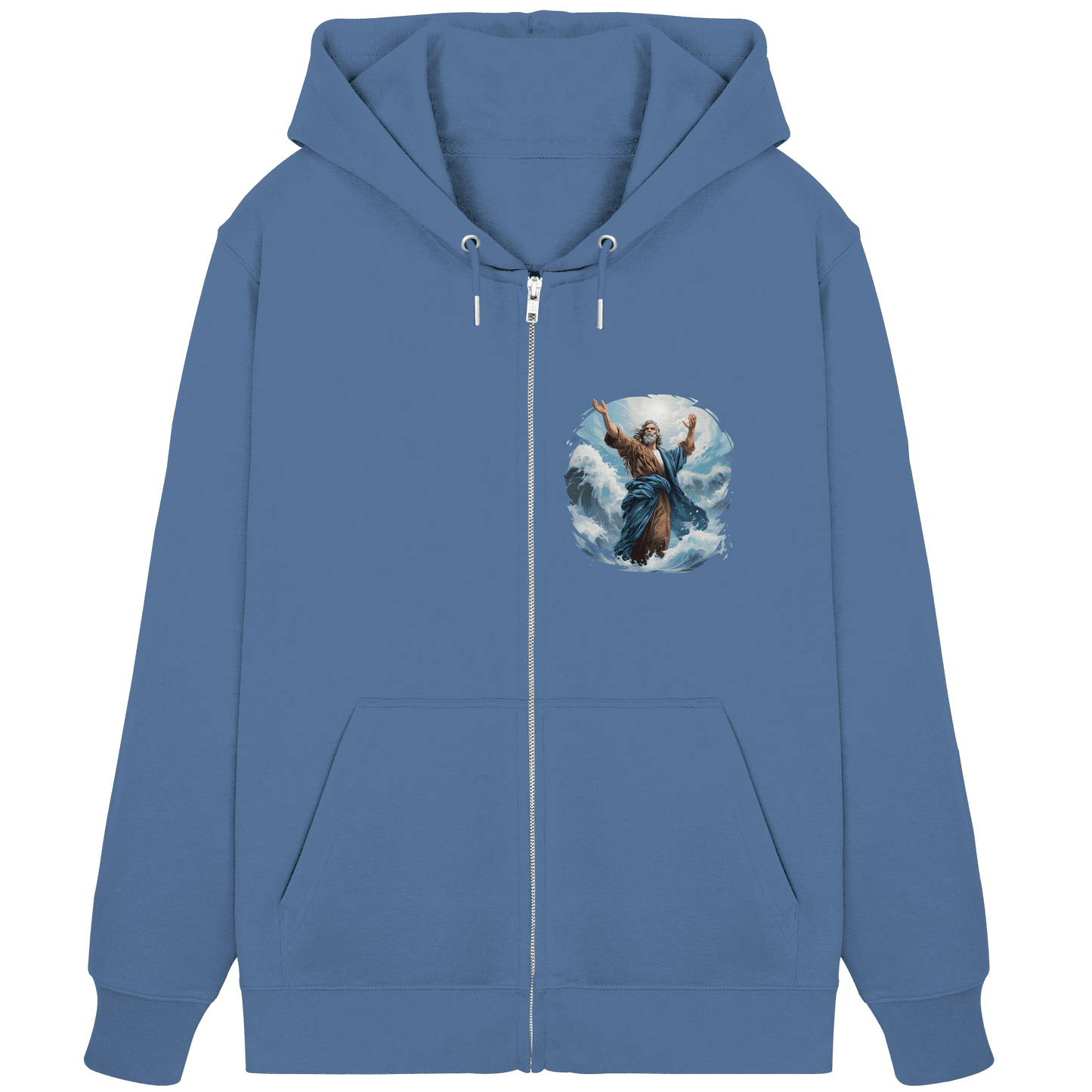 Moses – Glaube, der das Meer teilt | Christliche Kleidung - Organic Zipper - Jacken/ Zipper - Bright Blue - GfoitMa